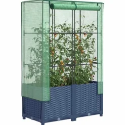 vidaXL højbed med drivhusovertræk 80x40x138 cm rattan-look