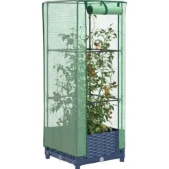 vidaXL højbed med drivhusovertræk 40x40x123 cm rattan-look