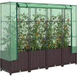 vidaXL højbed med drivhusovertræk 160x40x138 cm rattan-look