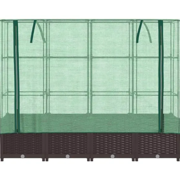 vidaXL højbed med drivhusovertræk 160x40x138 cm rattan-look