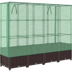 vidaXL højbed med drivhusovertræk 160x40x138 cm rattan-look