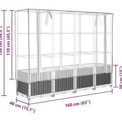 vidaXL højbed med drivhusovertræk 160x40x138 cm rattan-look