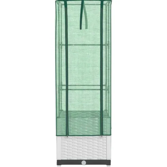 vidaXL højbed med drivhusovertræk 40x40x139 cm rattan-look