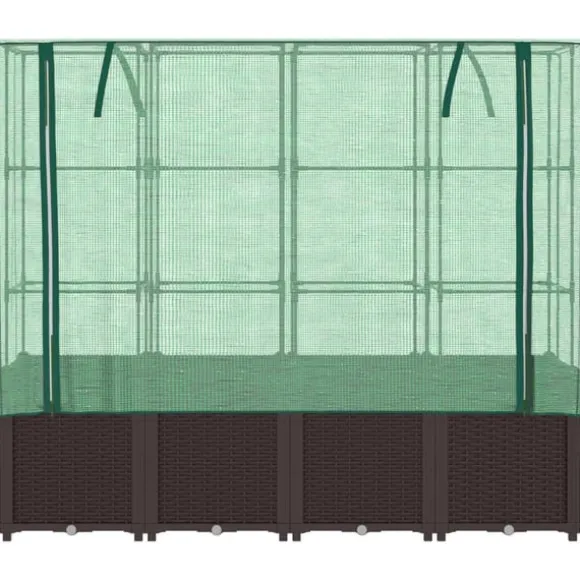vidaXL højbed med drivhusovertræk 160x40x153 cm rattan-look