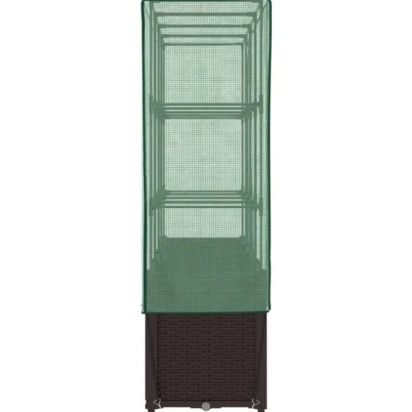 vidaXL højbed med drivhusovertræk 160x40x153 cm rattan-look