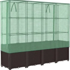 vidaXL højbed med drivhusovertræk 160x40x153 cm rattan-look