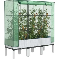 vidaXL højbed med drivhusovertræk 120x40x140 cm rattan-look