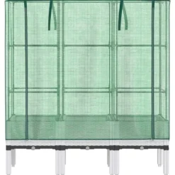 vidaXL højbed med drivhusovertræk 120x40x140 cm rattan-look