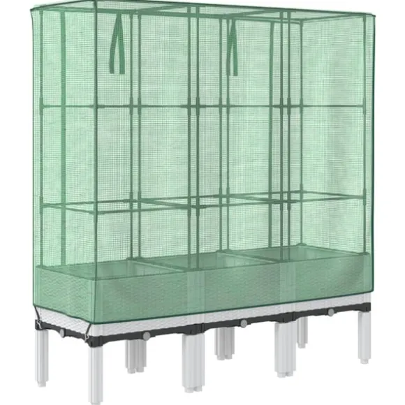 vidaXL højbed med drivhusovertræk 120x40x140 cm rattan-look