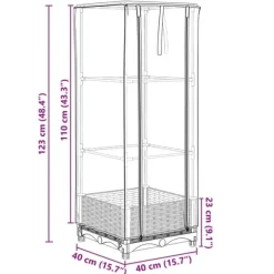 vidaXL højbed med drivhusovertræk 40x40x123 cm rattan-look