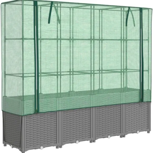 vidaXL højbed med drivhusovertræk 160x40x153 cm rattan-look