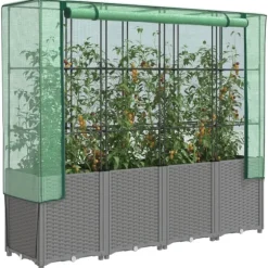 vidaXL højbed med drivhusovertræk 160x40x153 cm rattan-look