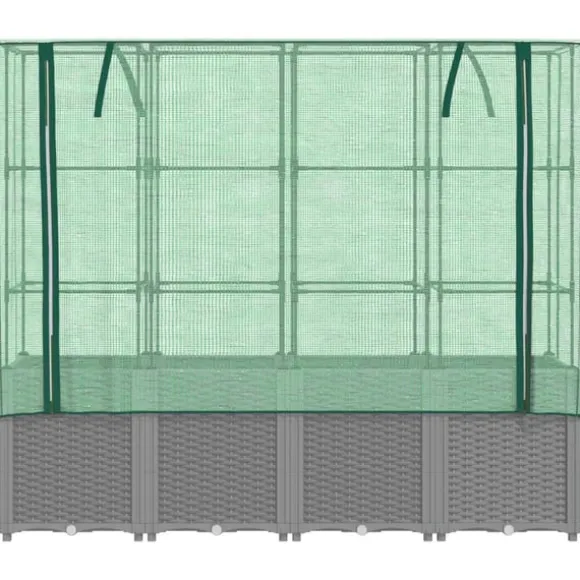 vidaXL højbed med drivhusovertræk 160x40x153 cm rattan-look