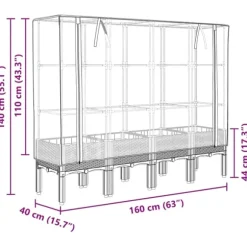 vidaXL højbed med drivhusovertræk 160x40x140 cm rattan-look