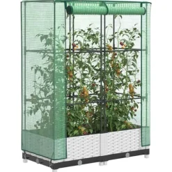 vidaXL højbed med drivhusovertræk 80x40x123 cm rattan-look