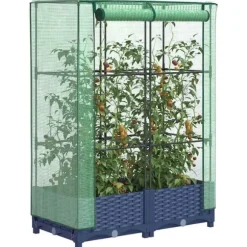 vidaXL højbed med drivhusovertræk 80x40x123 cm rattan-look