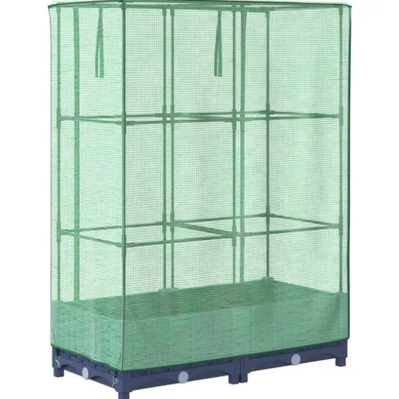 vidaXL højbed med drivhusovertræk 80x40x123 cm rattan-look