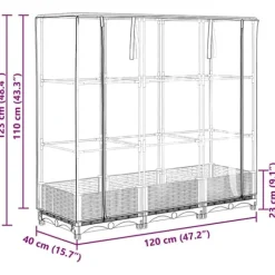 vidaXL højbed med drivhusovertræk 120x40x123 cm rattan-look