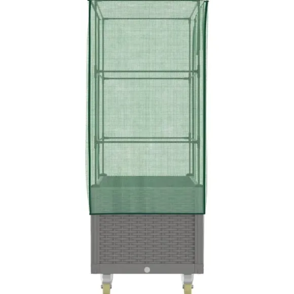 vidaXL højbed med overtræk og hjul 80x50x182 cm rattan-look