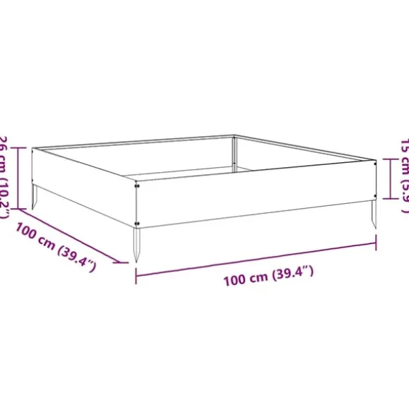 vidaXL højbed 100x100x26 cm galvaniseret stål
