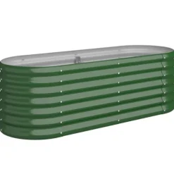 vidaXL højbed 114x40x36 cm pulverlakeret stål grøn - Plantekrukker