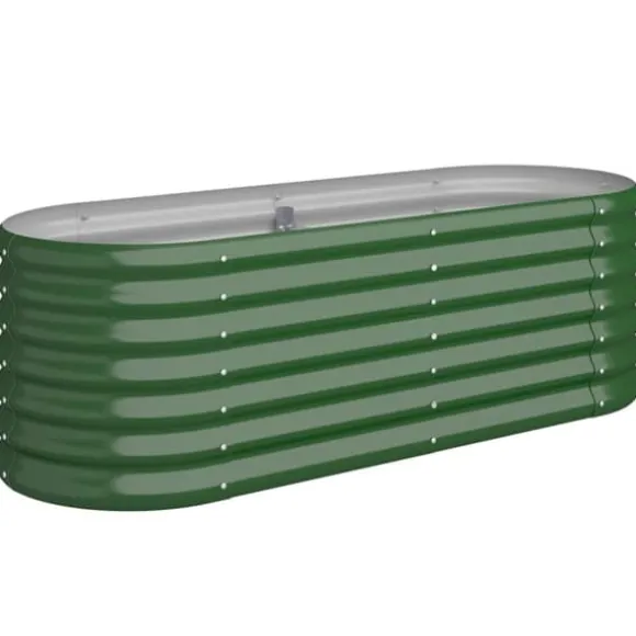vidaXL højbed 114x40x36 cm pulverlakeret stål grøn - Plantekrukker