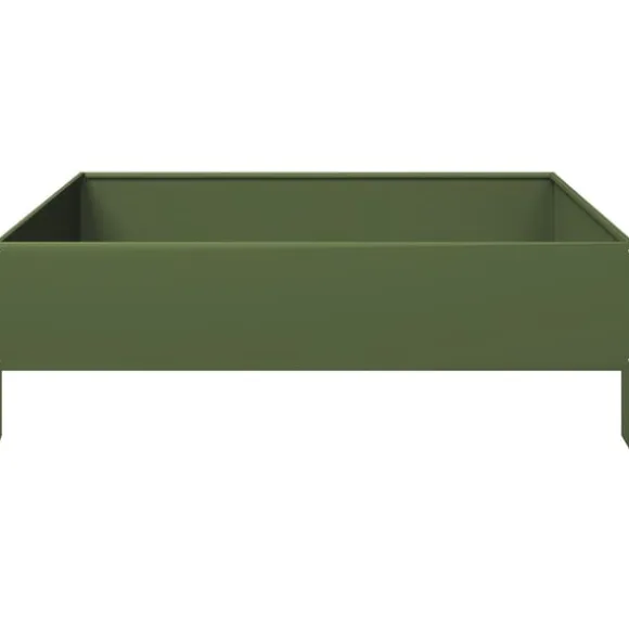 vidaXL højbed 100x100x33,5 cm stål olivengrøn