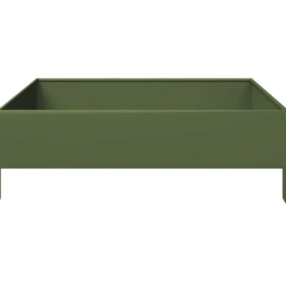 vidaXL højbed 100x100x33,5 cm stål olivengrøn