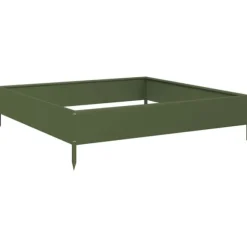 vidaXL højbed 100x100x26 cm stål olivengrøn