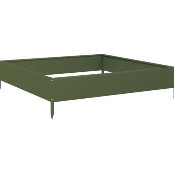 vidaXL højbed 100x100x26 cm stål olivengrøn