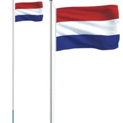 vidaXL Holland flag og flagstang 6,23 m aluminium