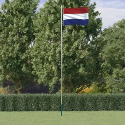 vidaXL Holland flag og flagstang 6,23 m aluminium