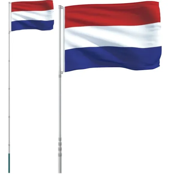 vidaXL Holland flag og flagstang 5,55 m aluminium - Flag & vimpler