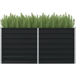 vidaXL hævet plantekasse 160x80x77 cm galvaniseret stål antracitgrå - Plantekrukker
