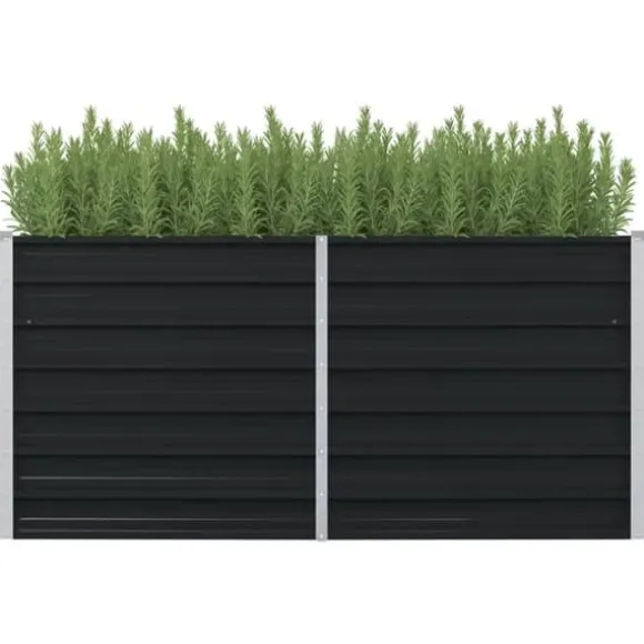 vidaXL hævet plantekasse 160x80x77 cm galvaniseret stål antracitgrå - Plantekrukker