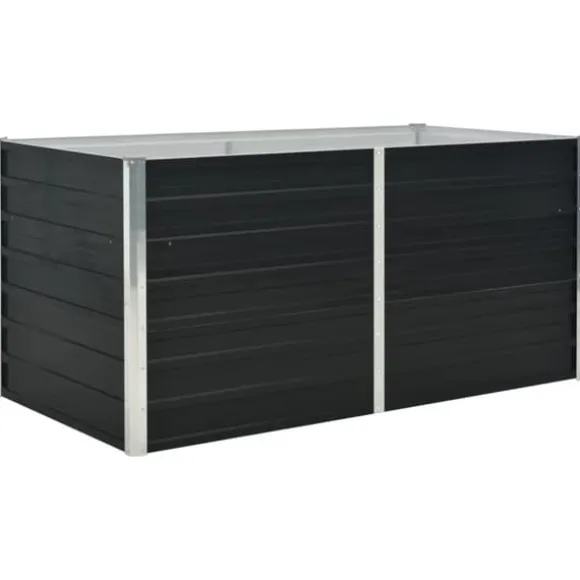vidaXL hævet plantekasse 160x80x77 cm galvaniseret stål antracitgrå - Plantekrukker