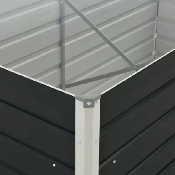 vidaXL hævet plantekasse 160x80x77 cm galvaniseret stål antracitgrå - Plantekrukker