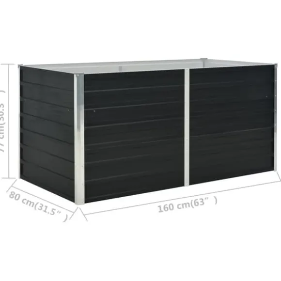 vidaXL hævet plantekasse 160x80x77 cm galvaniseret stål antracitgrå - Plantekrukker