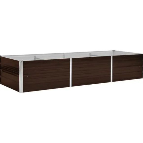 vidaXL hævet plantekasse 240x80x45 cm galvaniseret stål brun - Plantekrukker