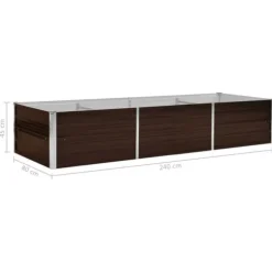 vidaXL hævet plantekasse 240x80x45 cm galvaniseret stål brun - Plantekrukker