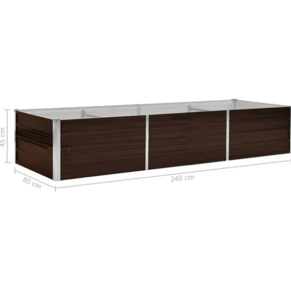 vidaXL hævet plantekasse 240x80x45 cm galvaniseret stål brun - Plantekrukker
