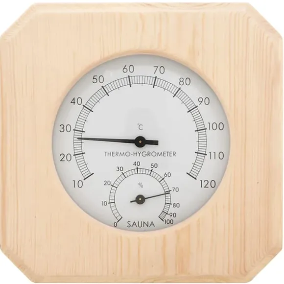 vidaXL 2-i-1 saunasæt hygrometer og timeglas massivt fyrretræ