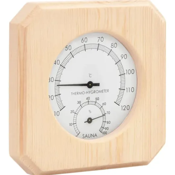 vidaXL 2-i-1 saunasæt hygrometer og timeglas massivt fyrretræ - Saunatilbehør