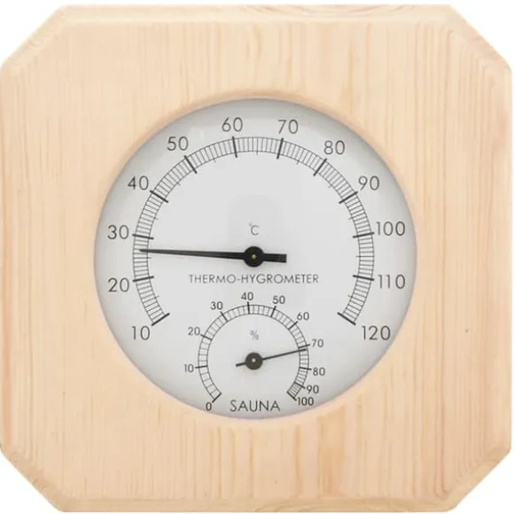 vidaXL 2-i-1 saunasæt hygrometer og timeglas massivt fyrretræ - Saunatilbehør