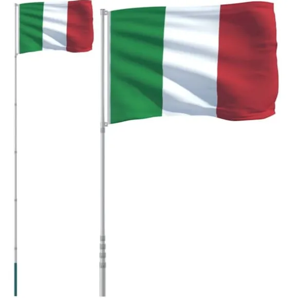vidaXL Italien flag og flagstang 5,55 m aluminium - Flag & vimpler