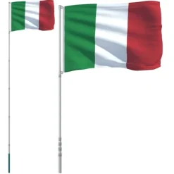 vidaXL Italien flag og flagstang 5,55 m aluminium