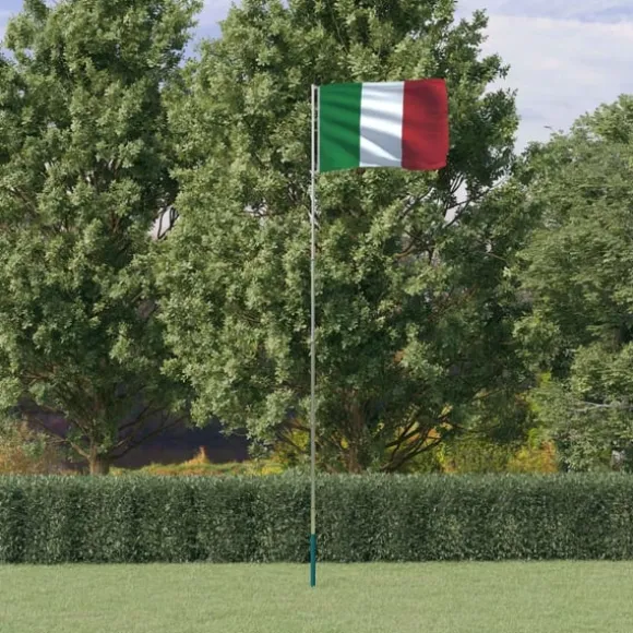 vidaXL Italien flag og flagstang 5,55 m aluminium