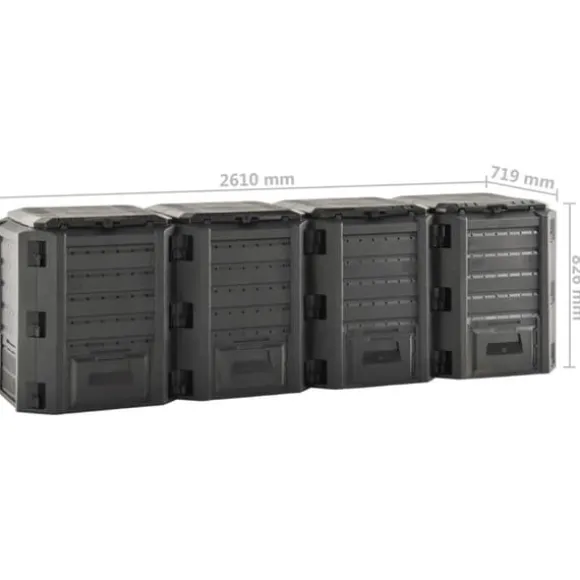 vidaXL kompostbeholder 1600 l sort - Kompostbeholdere