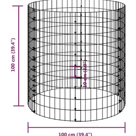 vidaXL kompostbeholder Ø100x100 cm galvaniseret stål - Kompostbeholdere