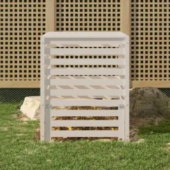 vidaXL kompostbeholder 82,5x82,5x99,5 cm massivt fyrretræ hvid - Kompostbeholdere